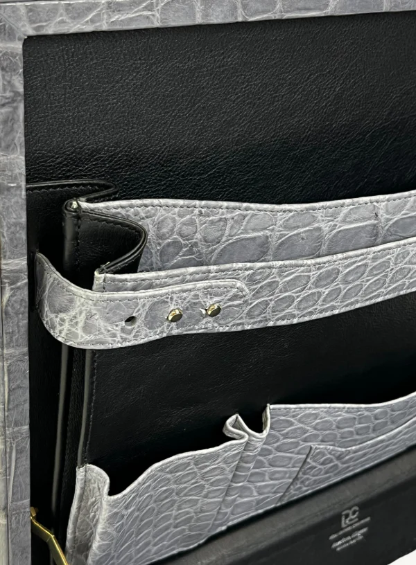 Black and Grey Alligator Hard Case Briefcase - Image 4