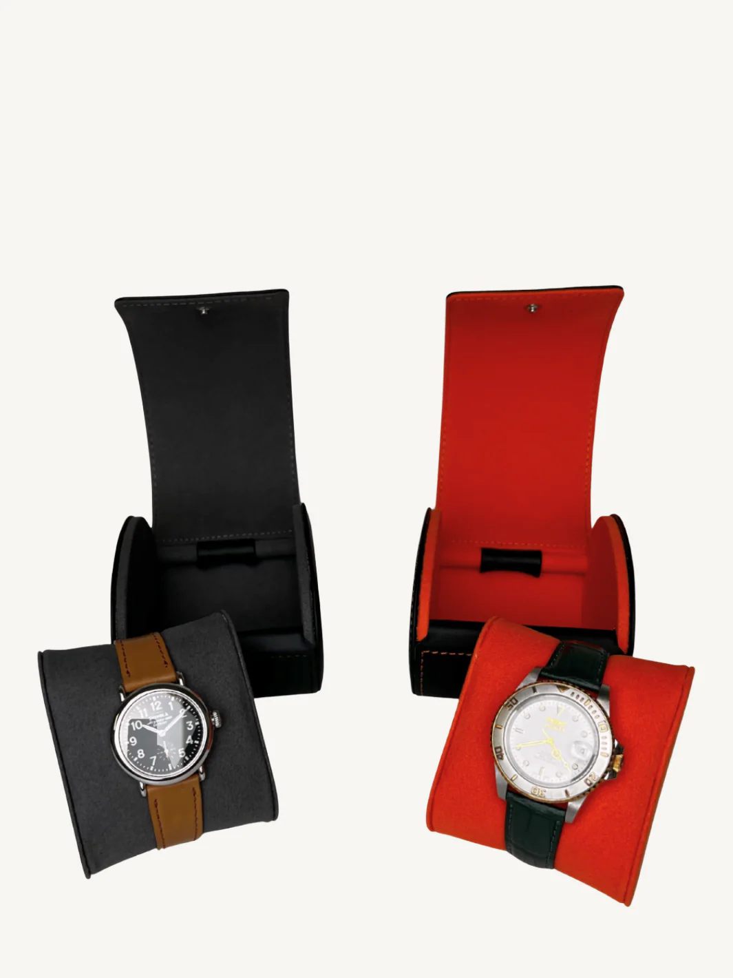 Black Clamshell Watch Case | Grey Lining - Image 4