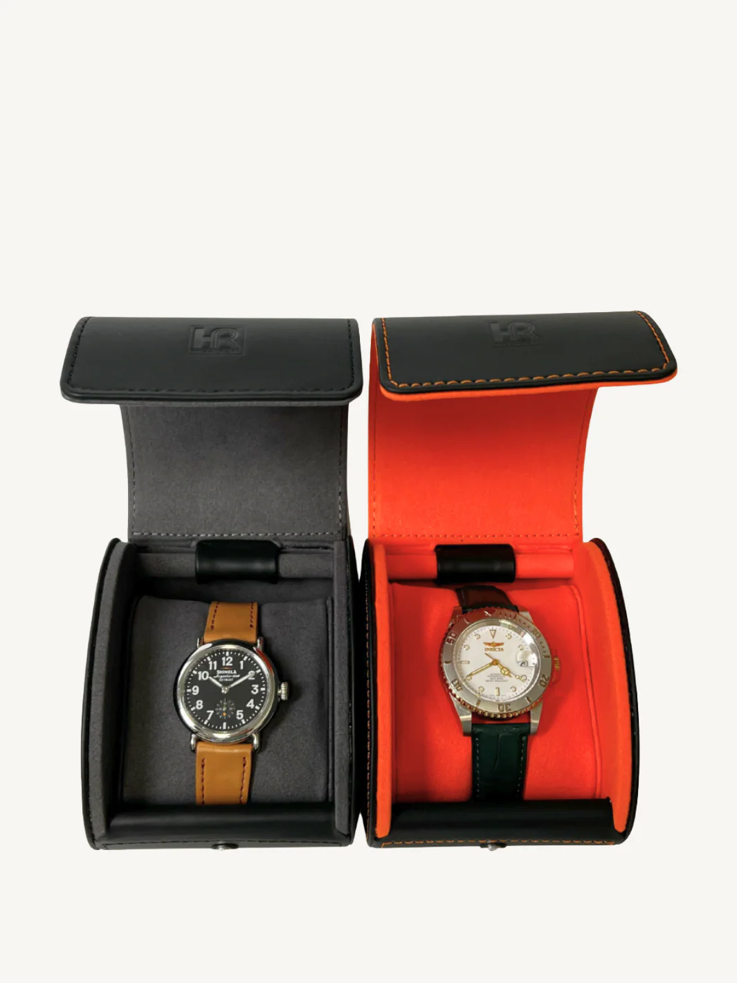 Black Clamshell Watch Case | Grey Lining - Image 5