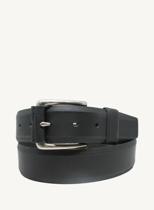 Black Domed Leather Belt | 38mm Width