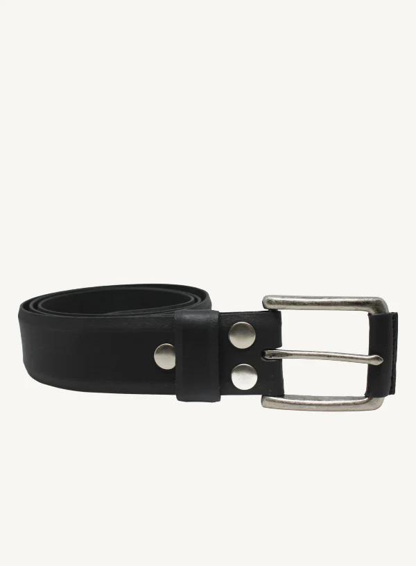 Black Domed Leather Belt | 38mm Width - Image 2