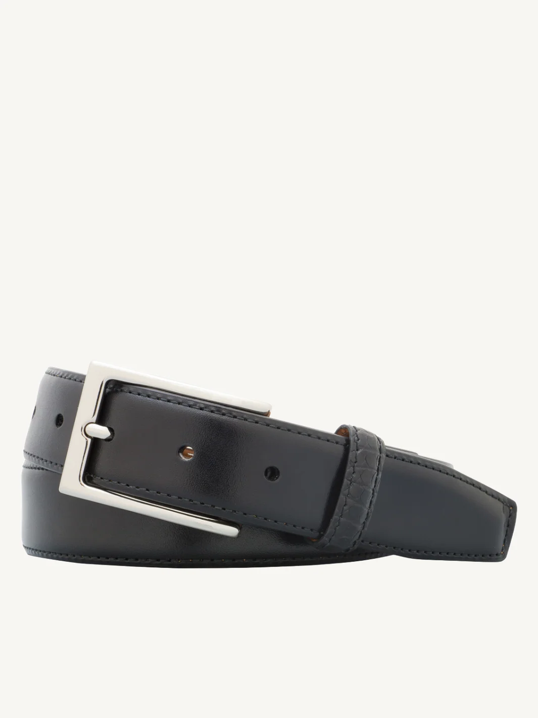 Black Genuine Leather Belt with Alligator Detail | 1 1/4" Width