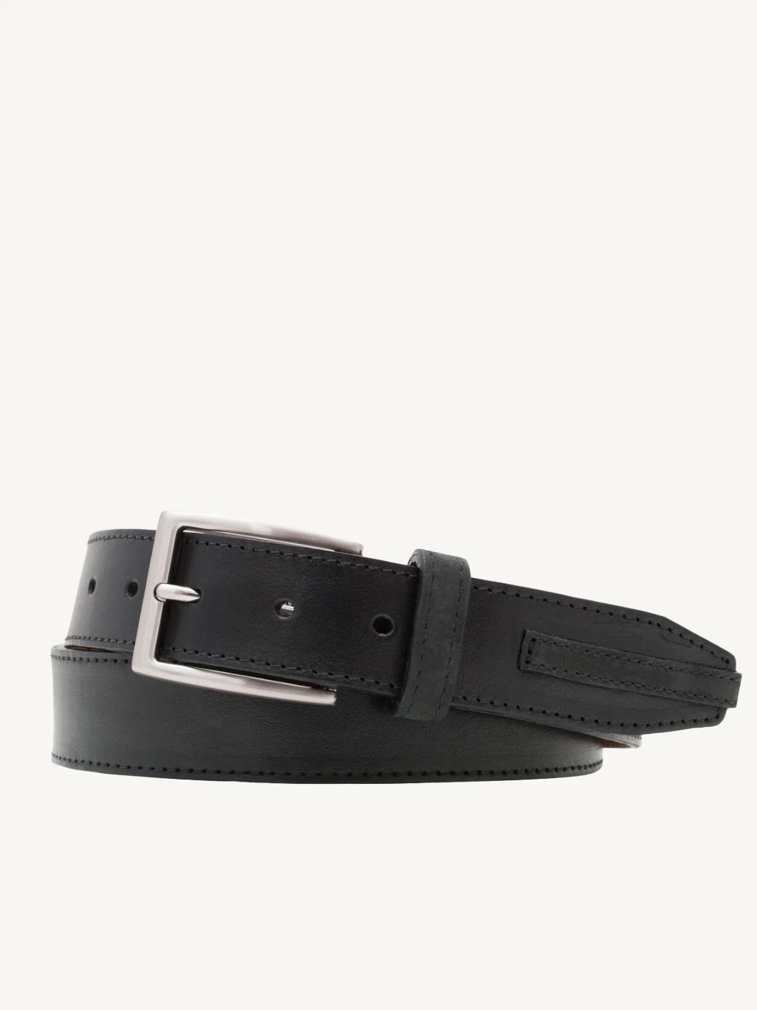 Black Glazed Nappa with Nubuck Detail | 35mm Width