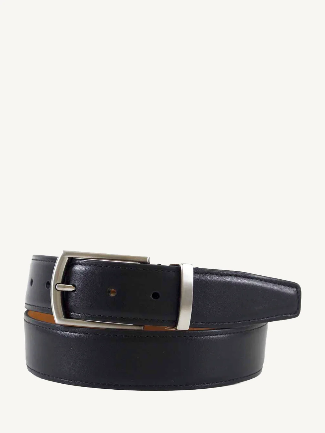 Black Glazed Nappa Leather with Nickel Loop | 35mm Width