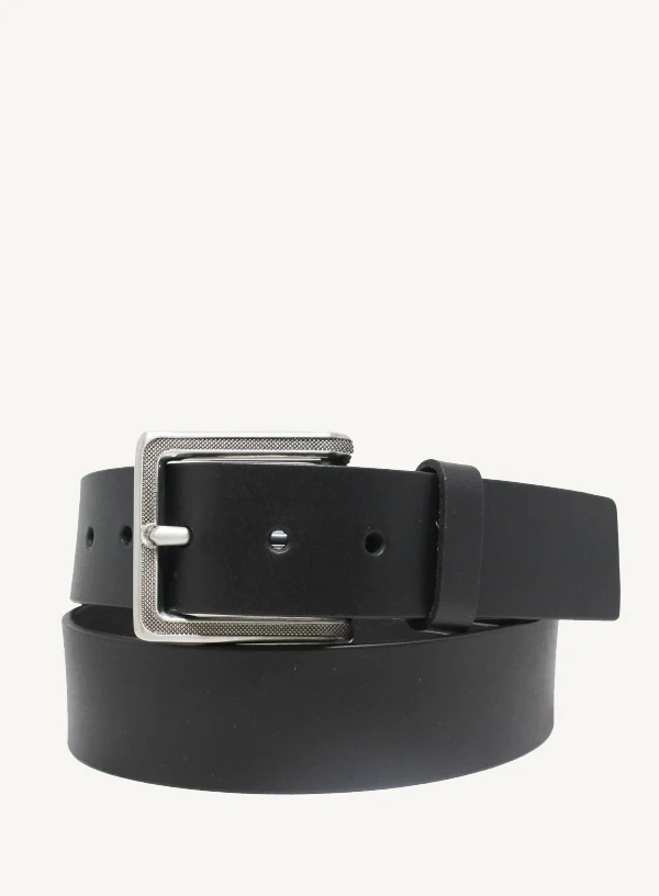 Black Leather Belt with Lace Buckle | 40mm Width