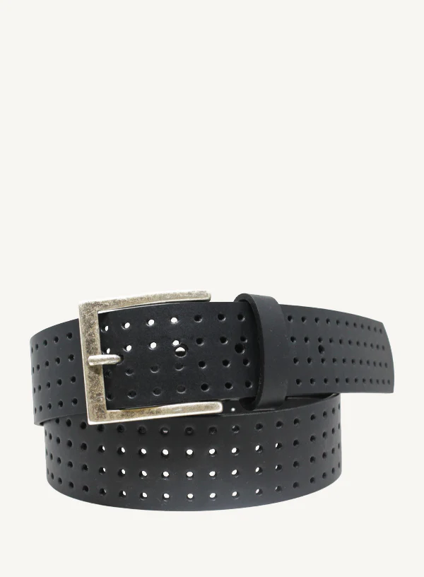 Black Perforated Leather Belt |