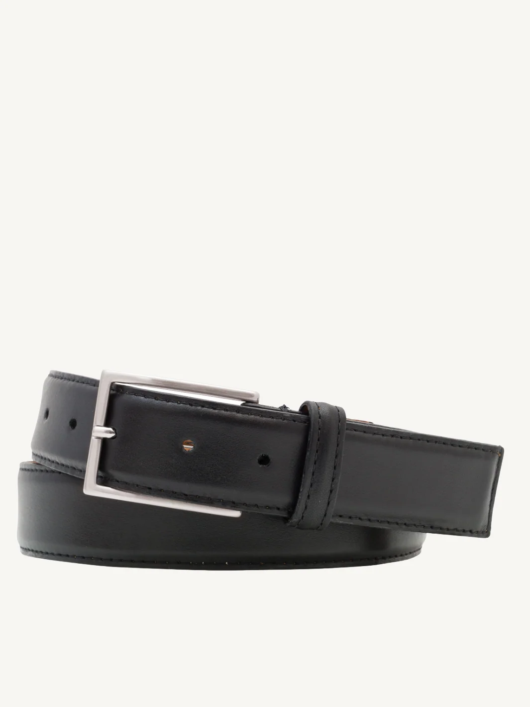 Black Smooth Leather Belt with Square End | 35mm Width