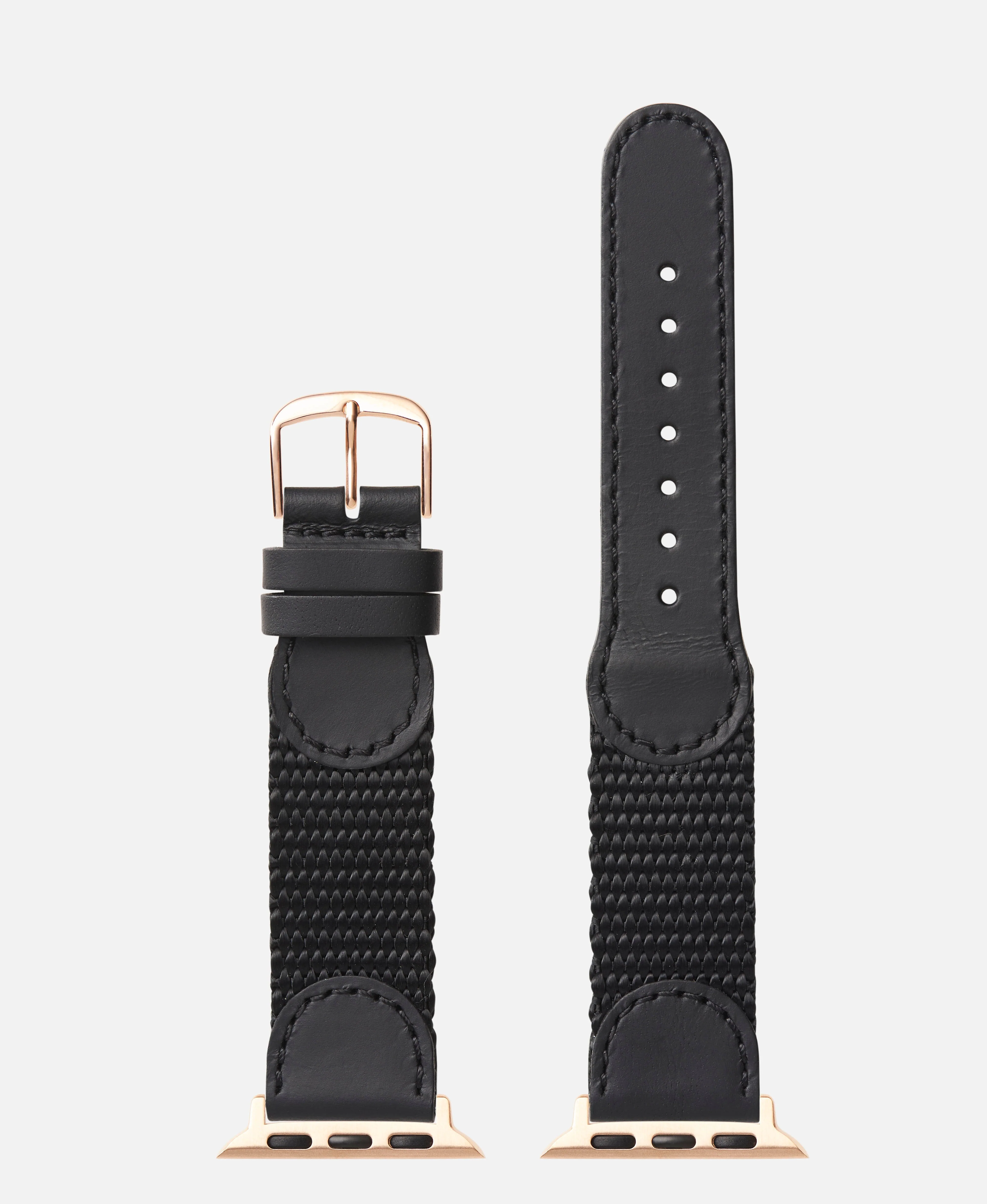 Black Swiss Army Style Leather | Apple Watch Compatible - H0866 - Image 3
