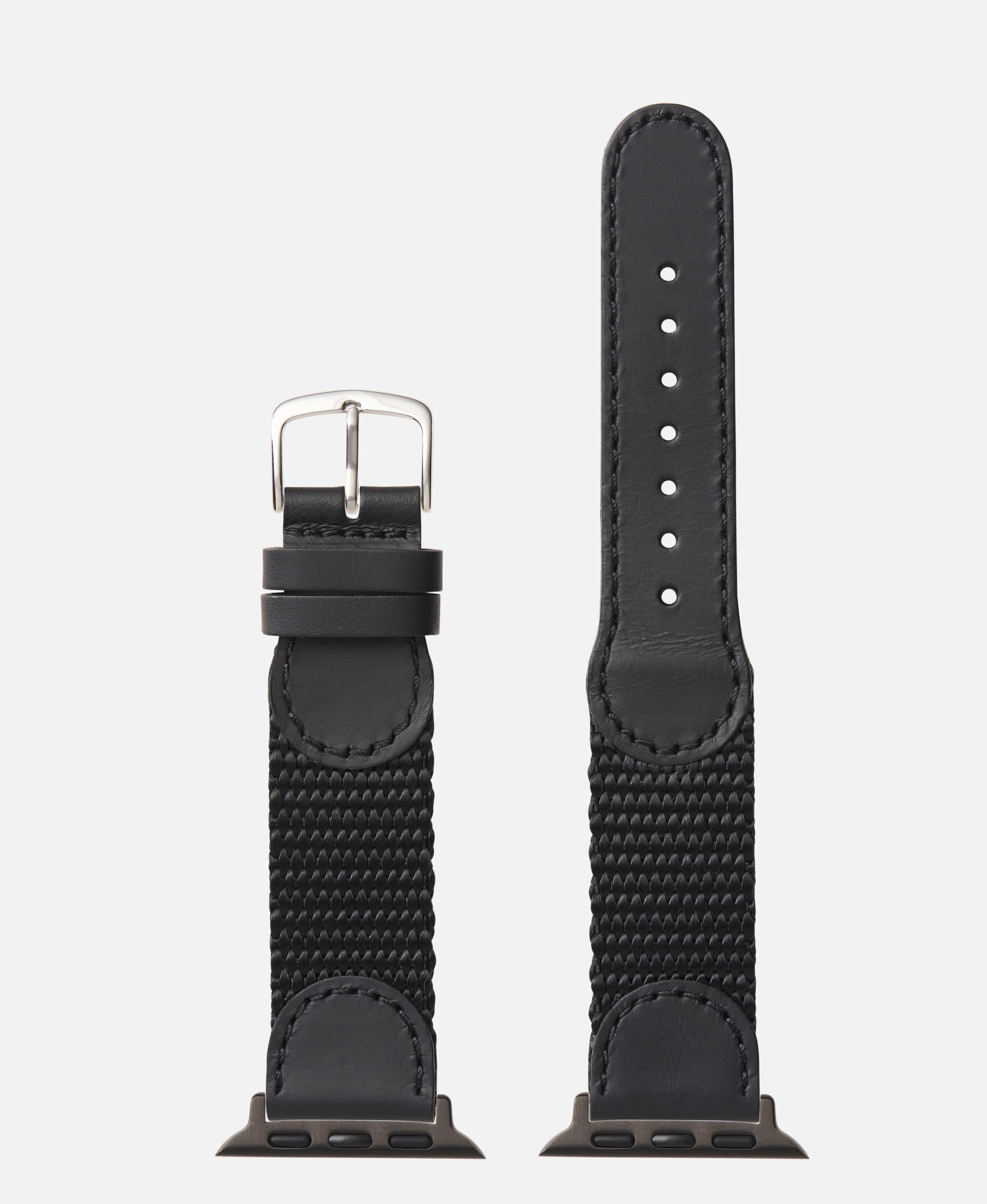 Black Swiss Army Style Leather | Apple Watch Compatible - H0866 - Image 4