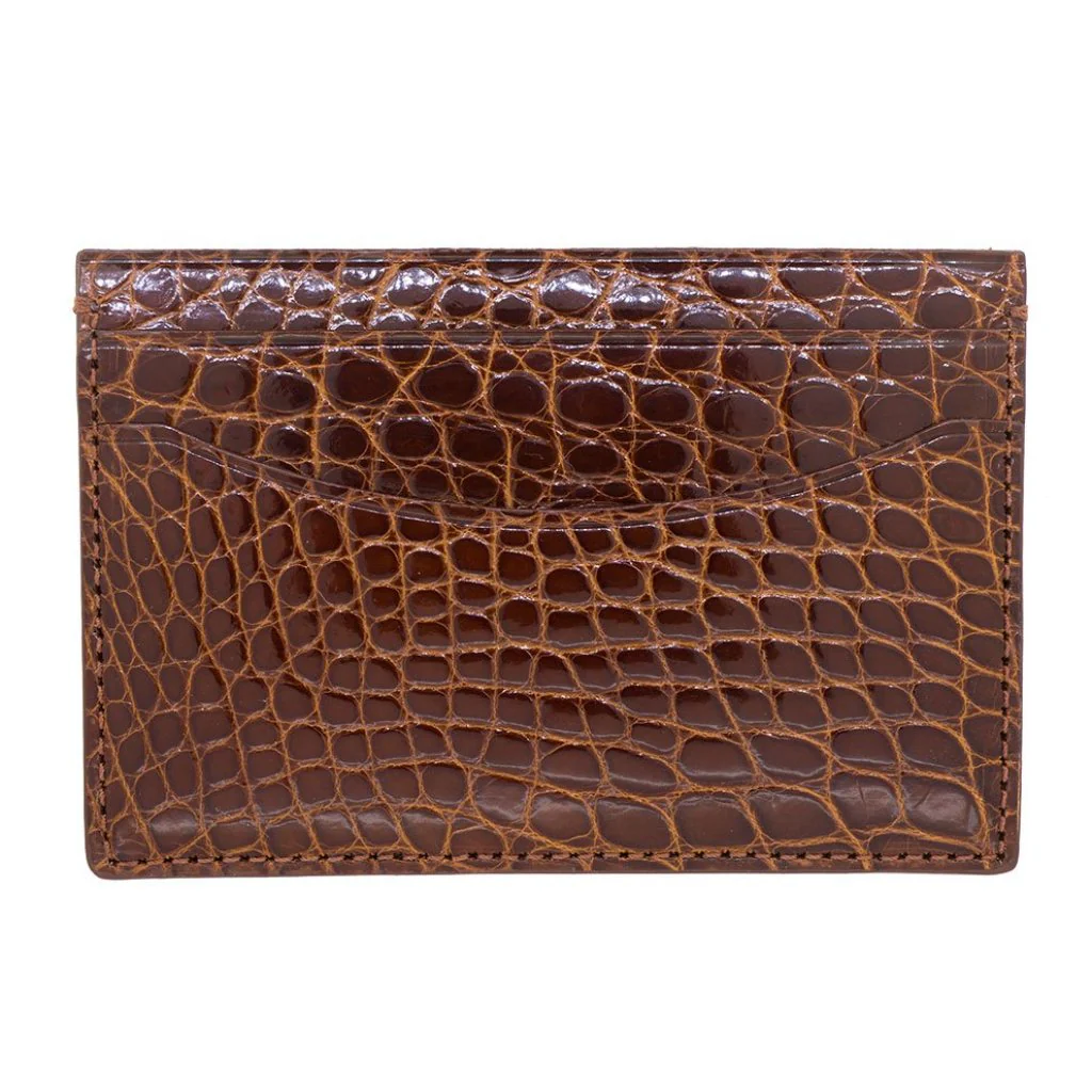 Genuine Shiny Alligator 5-Pocket Curved Card Case | BPC400