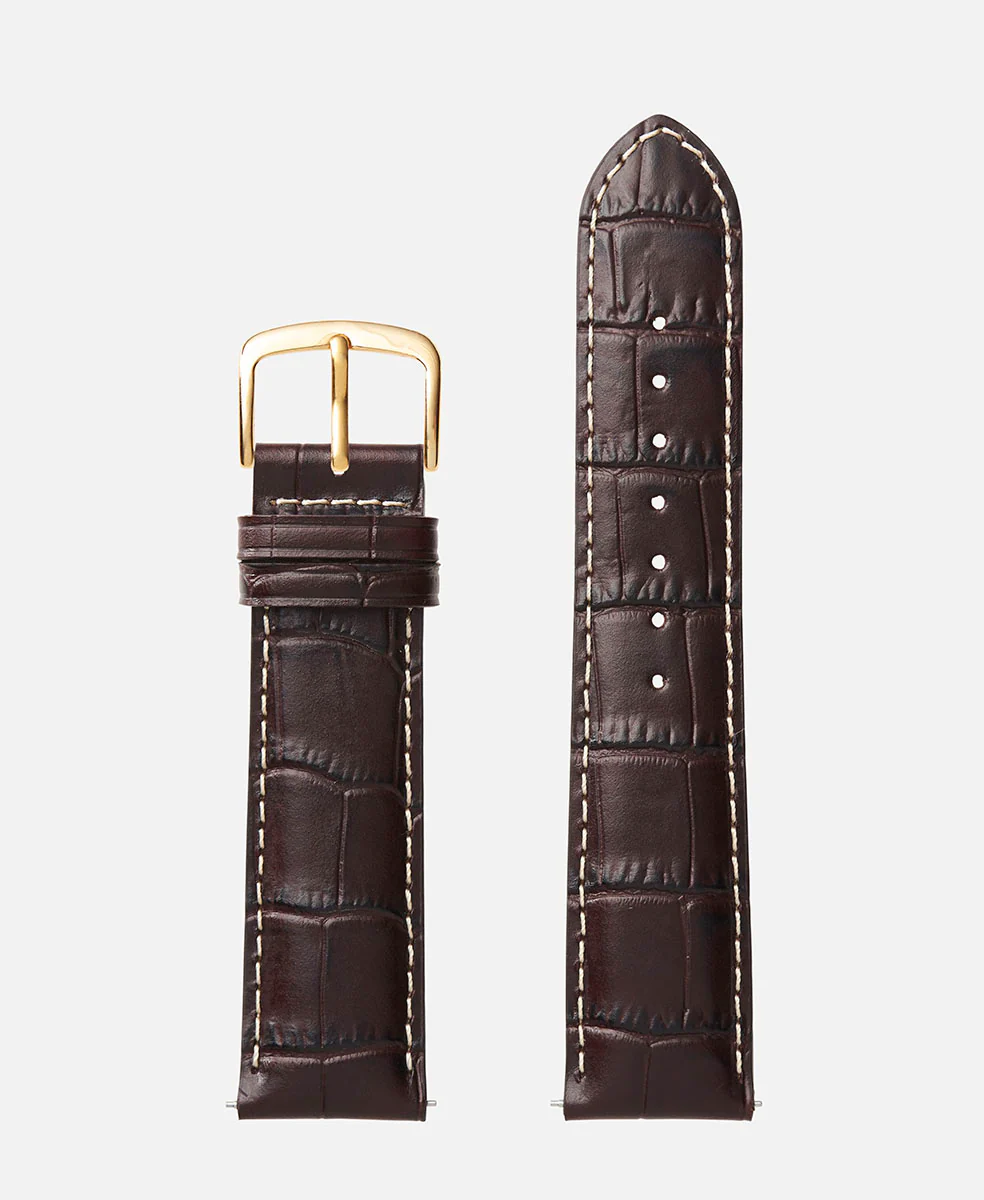 Brown Contrast Stitch Alligator Grain | h0834 - Image 2