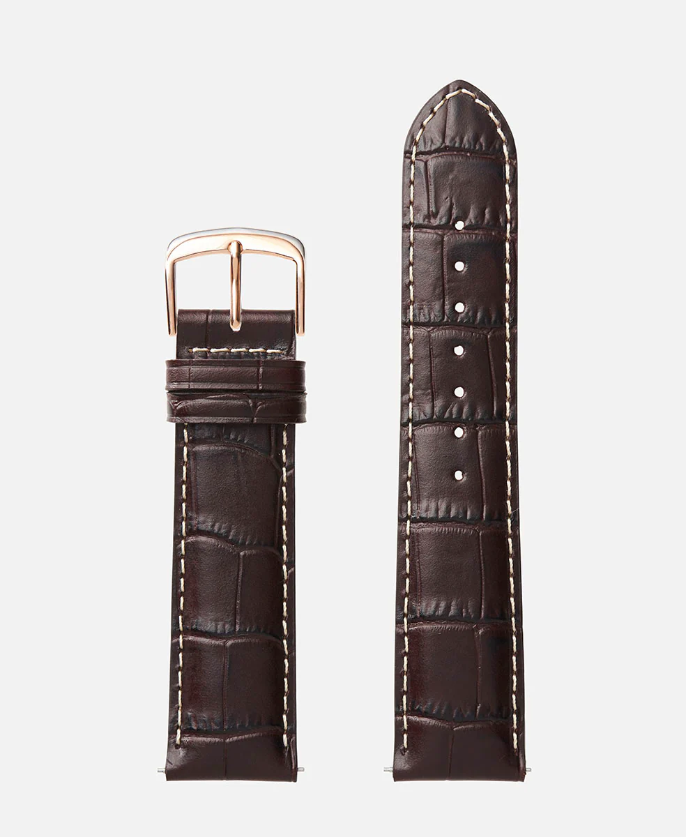 Brown Contrast Stitch Alligator Grain | h0834 - Image 3