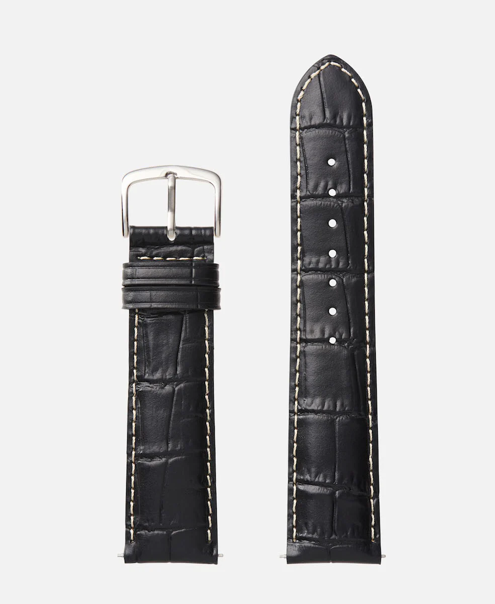 Black Contrast Stitch Alligator Grain | h0834