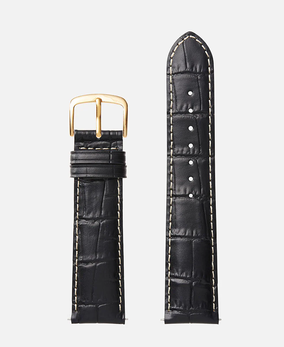 Black Contrast Stitch Alligator Grain | h0834 - Image 2