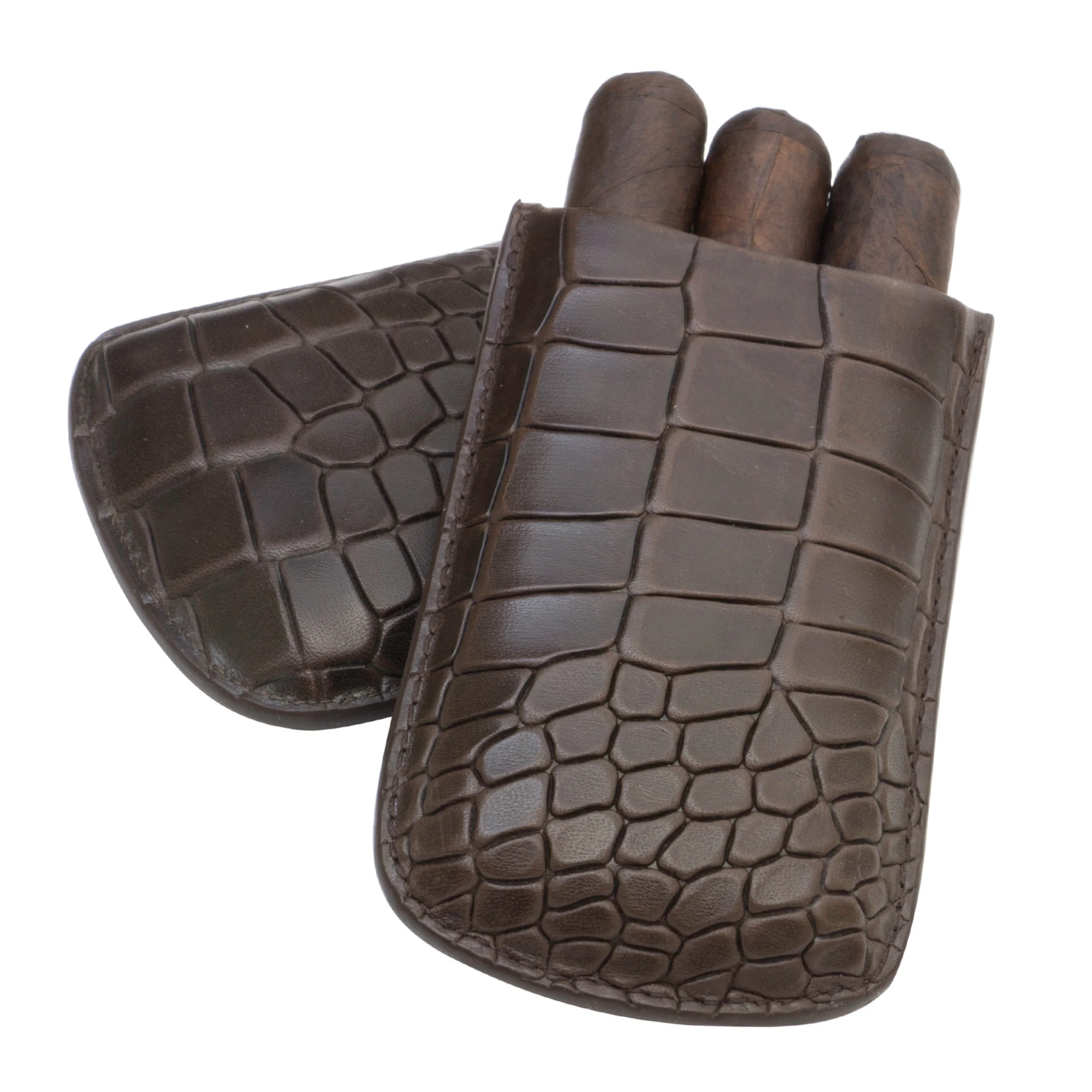 Deep Crocodile Embossed Robusto Cigar Case | TF200 - Image 3