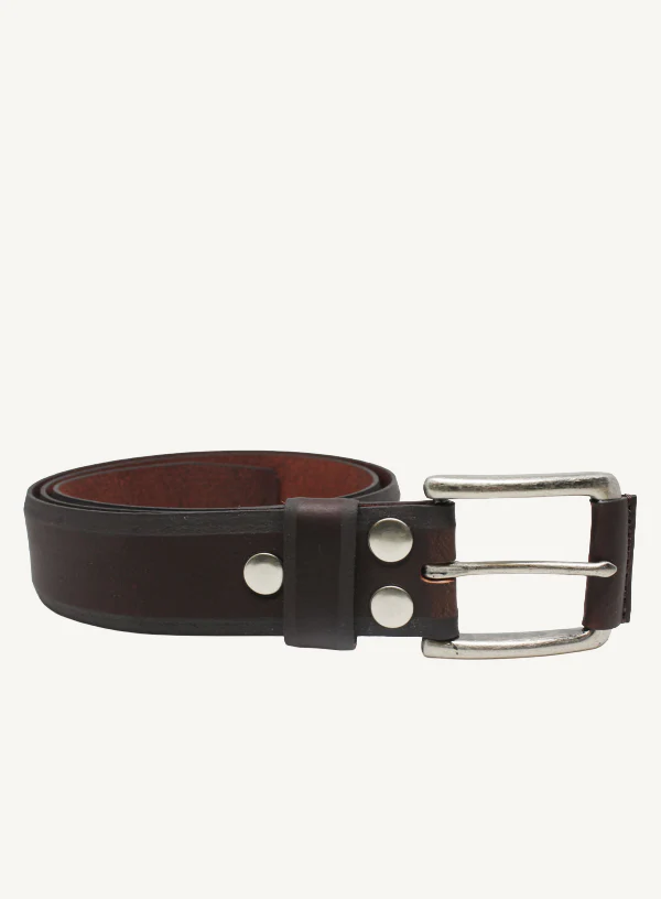 Brown Domed Leather Belt | 38mm Width - Image 2