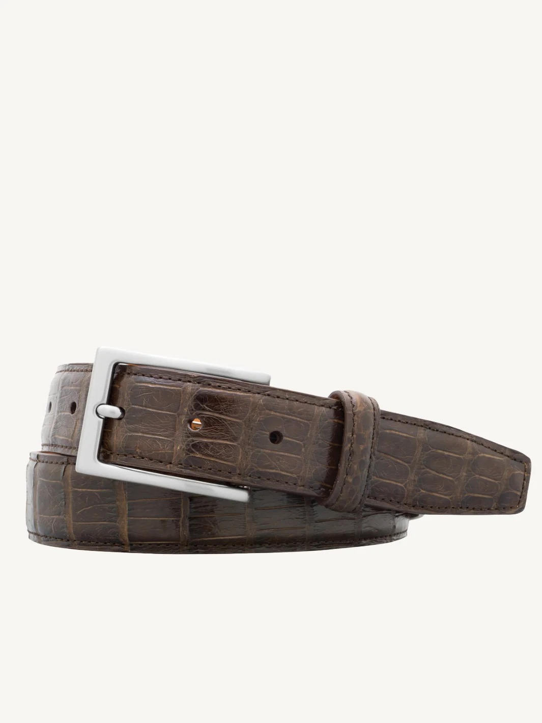 Brown Genuine Semi-Shiny Alligator Belt | 1 1/4" Width