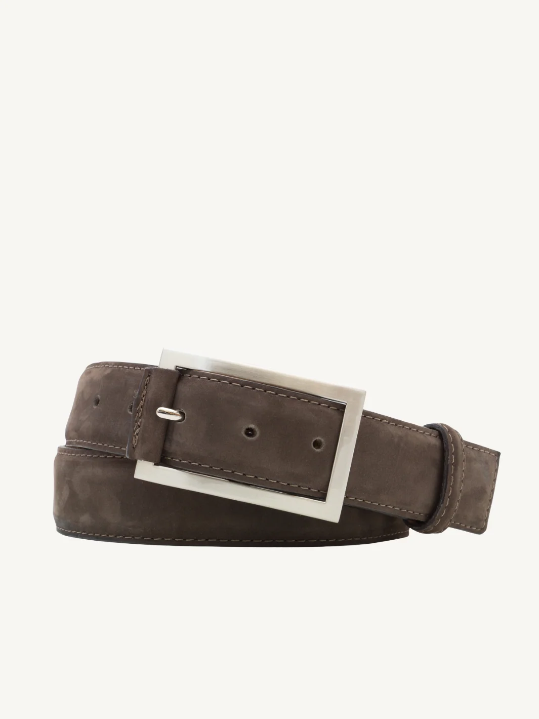 Brown Nubuck Leather Belt with Square End | 35mm Belt