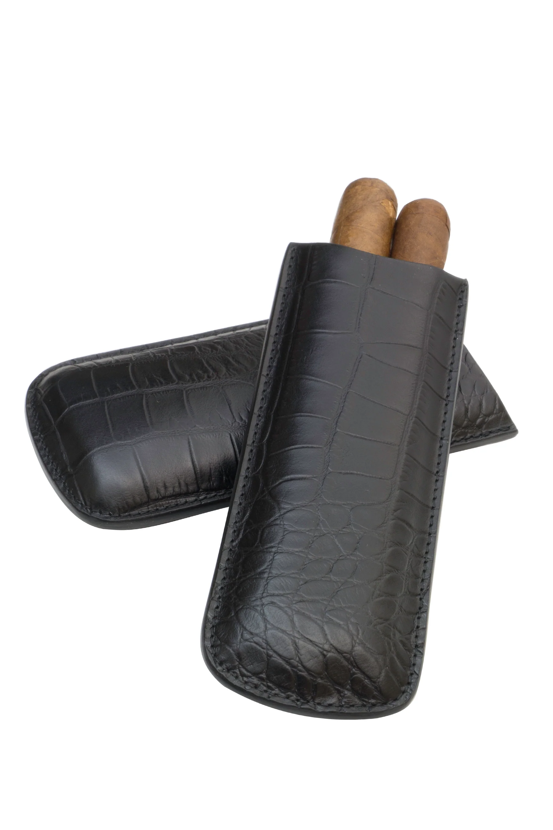 Genuine Leather Croc Embossed 2-Finger Cigar Case | TF400 - Image 2