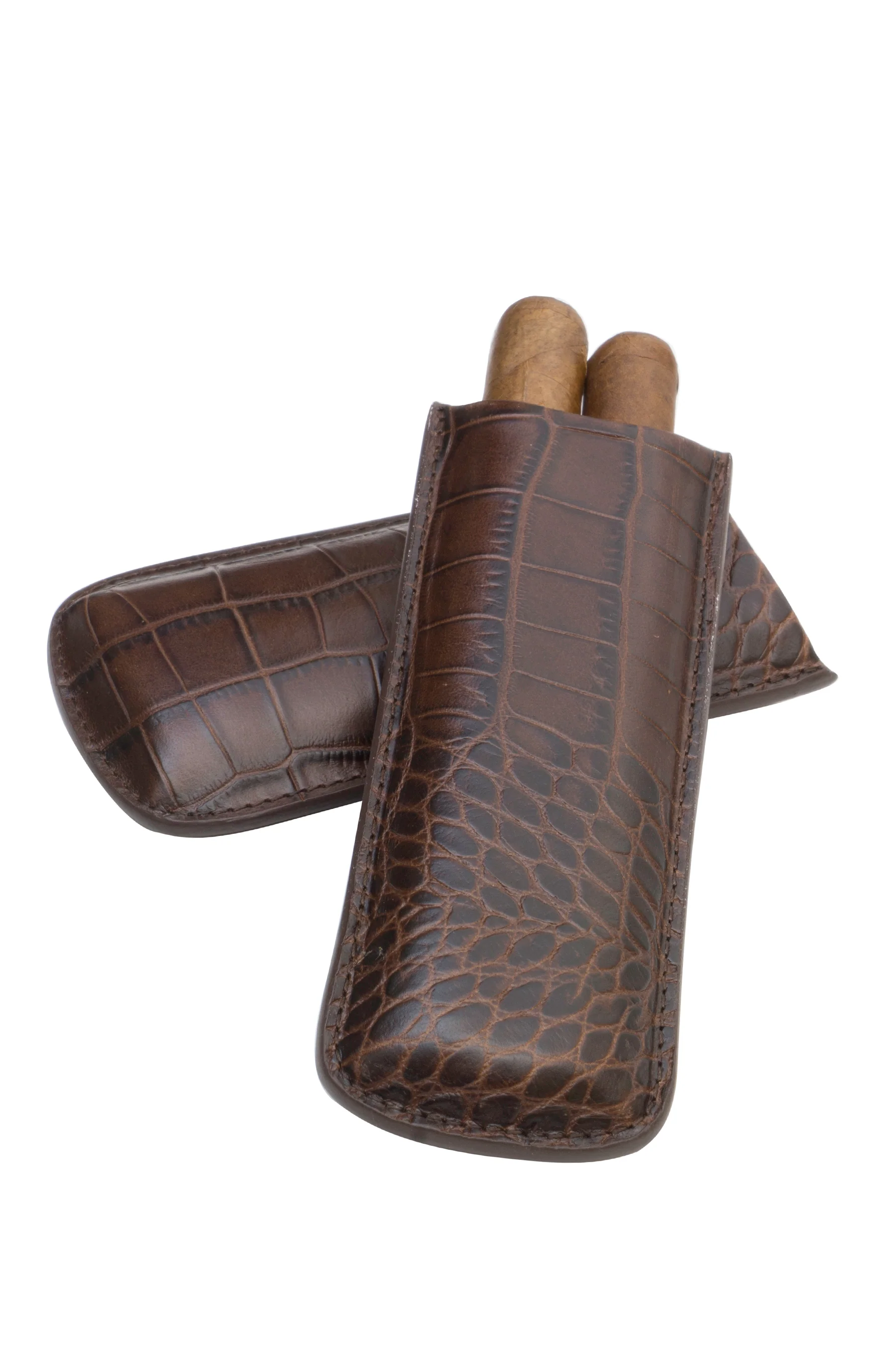 Genuine Leather Croc Embossed 2-Finger Cigar Case | TF400 - Image 4