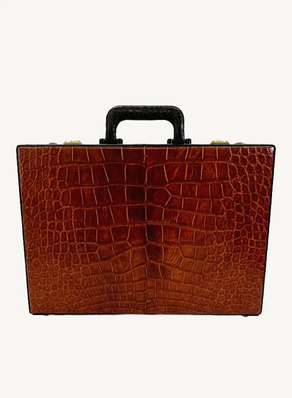 Cognac and Black Alligator Hard Case Briefcase - Image 2