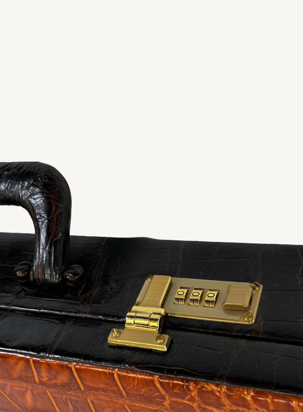 Cognac and Black Alligator Hard Case Briefcase - Image 3