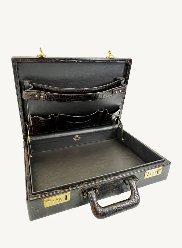 Cognac and Black Alligator Hard Case Briefcase - Image 4