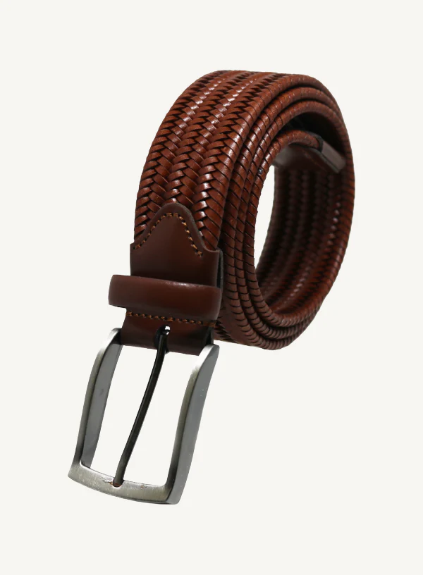 Cognac Braided Leather Belt |