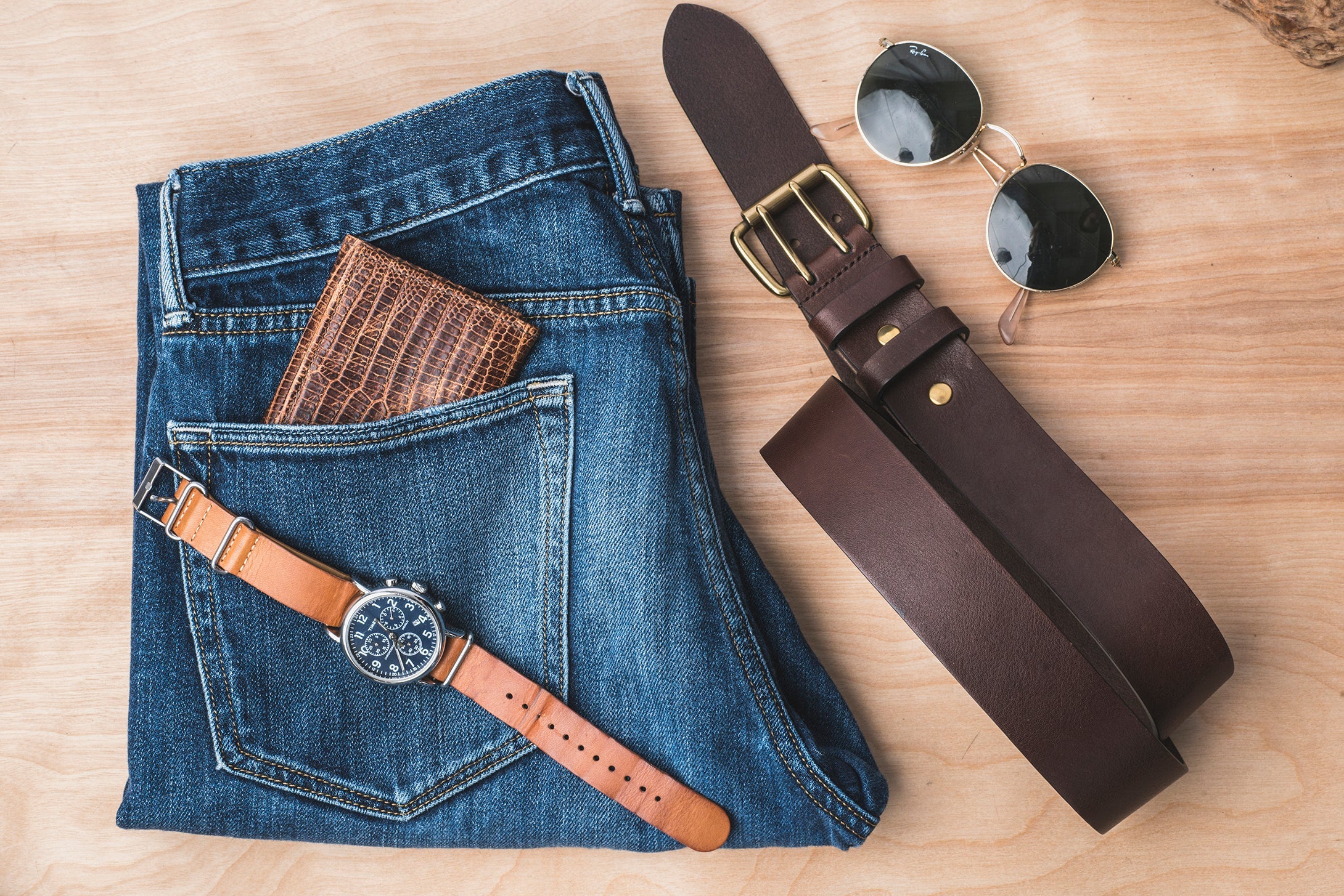 Cognac Leather Double Prong Jean Belt | 1.5" Width - Image 3
