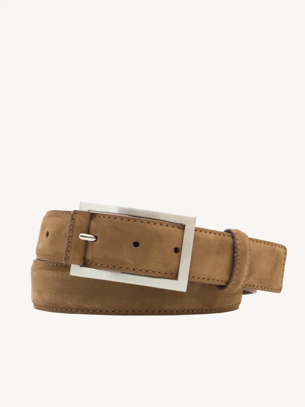 Cognac Nubuck Leather Belt with Square End | 35mm Belt