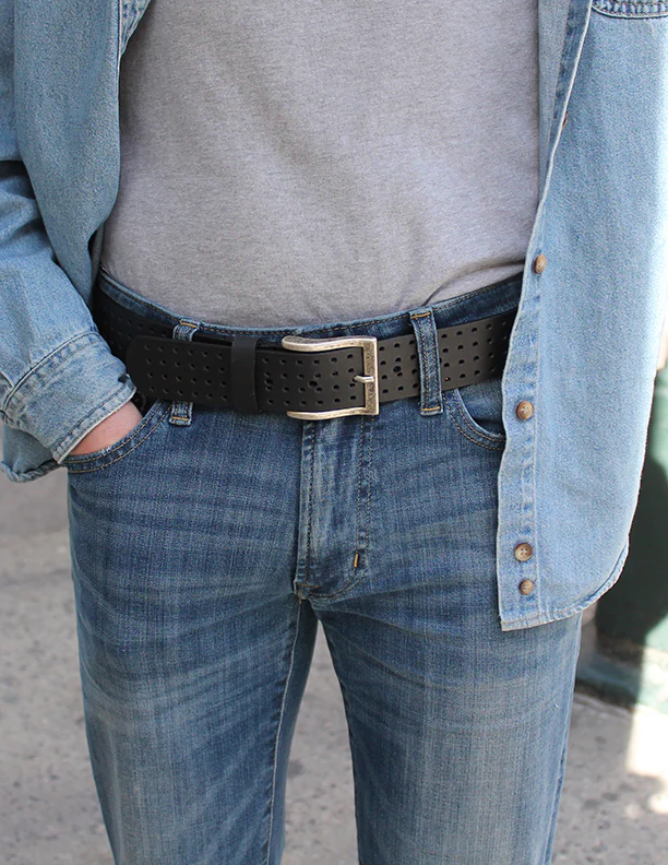 Cognac Perforated Leather Belt | - Image 2