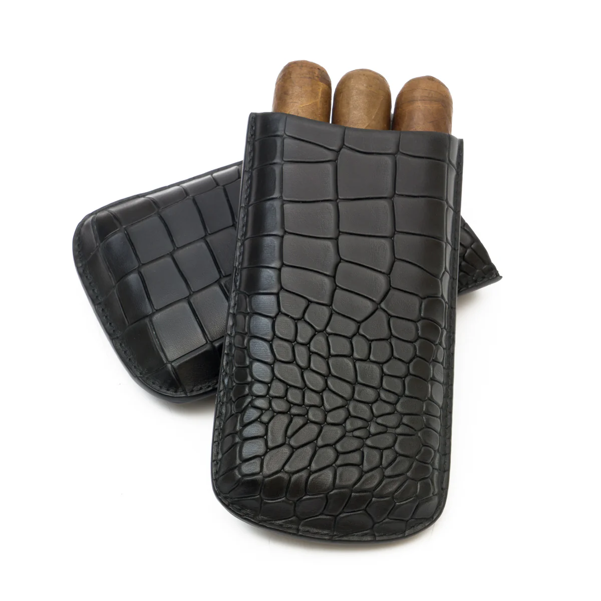 Deep Crocodile Embossed Big 3-Finger Cigar Case | TF200 - Image 3