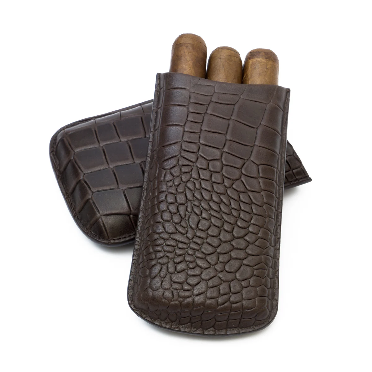 Deep Crocodile Embossed Big 3-Finger Cigar Case | TF200 - Image 5