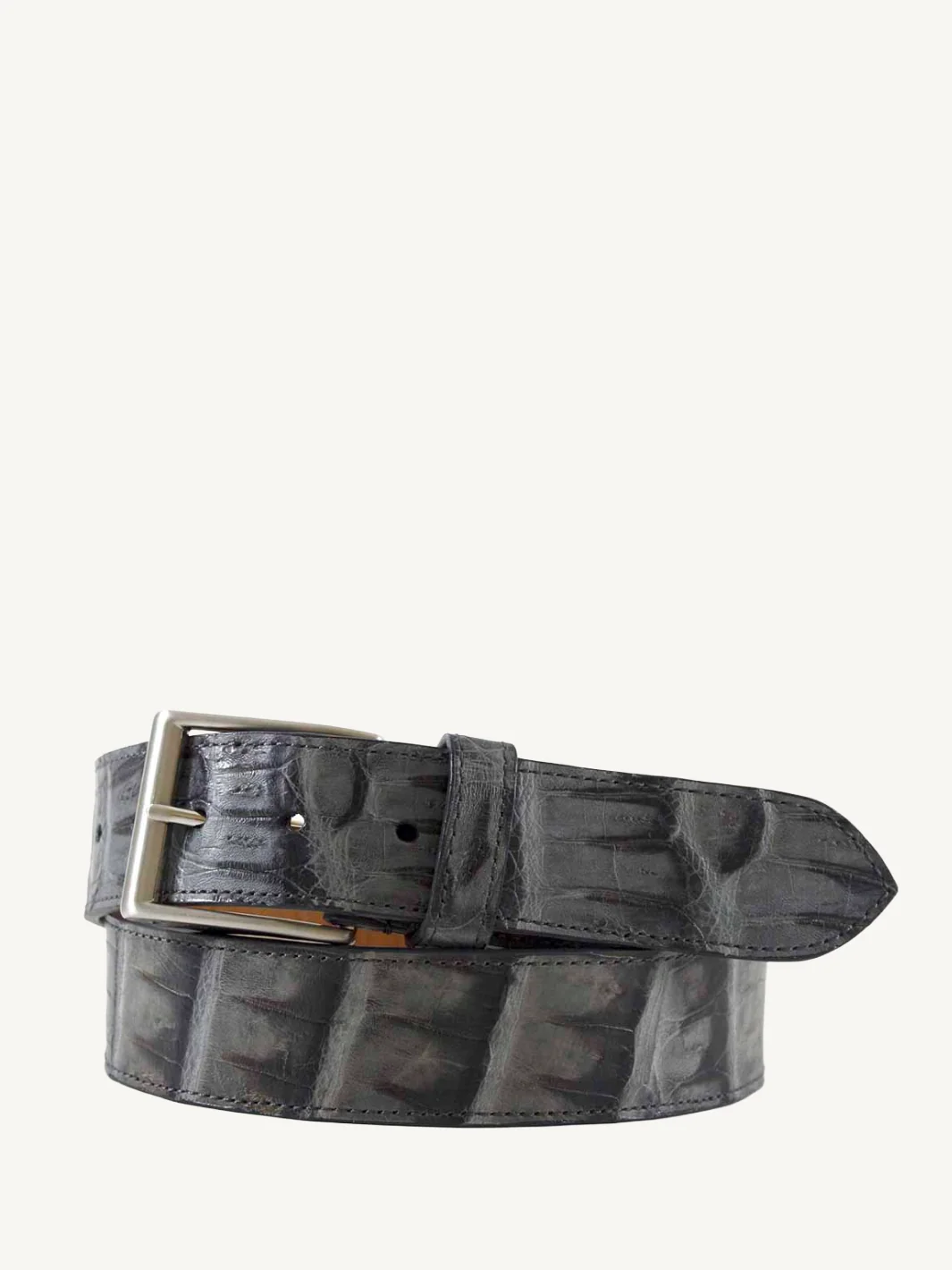 Dark Grey Vintage Crocodile Tail Belt | 1 1/2" Width