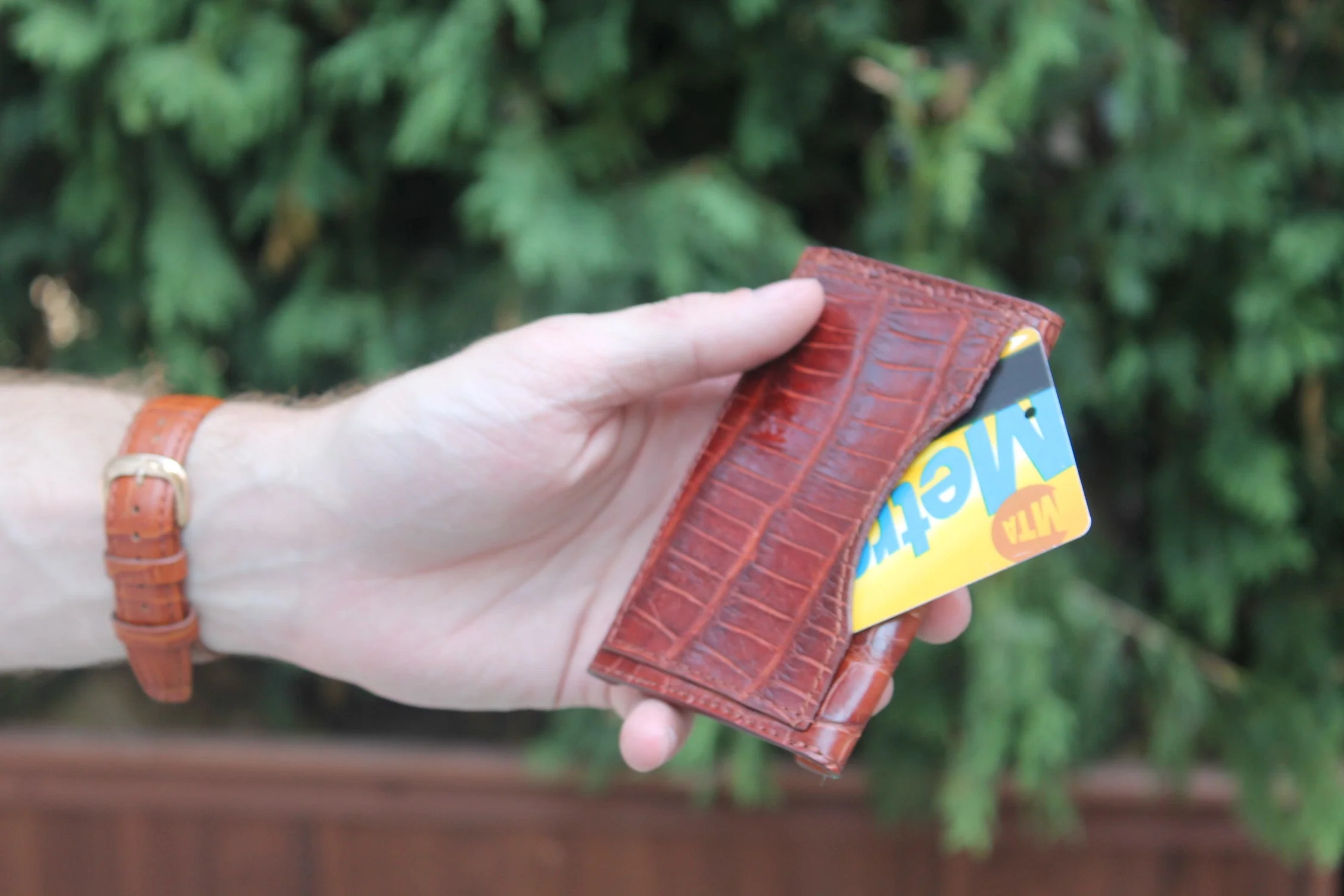 Brown Genuine Alligator Envelope Wallet with Hidden Snap | h5041 - Image 11