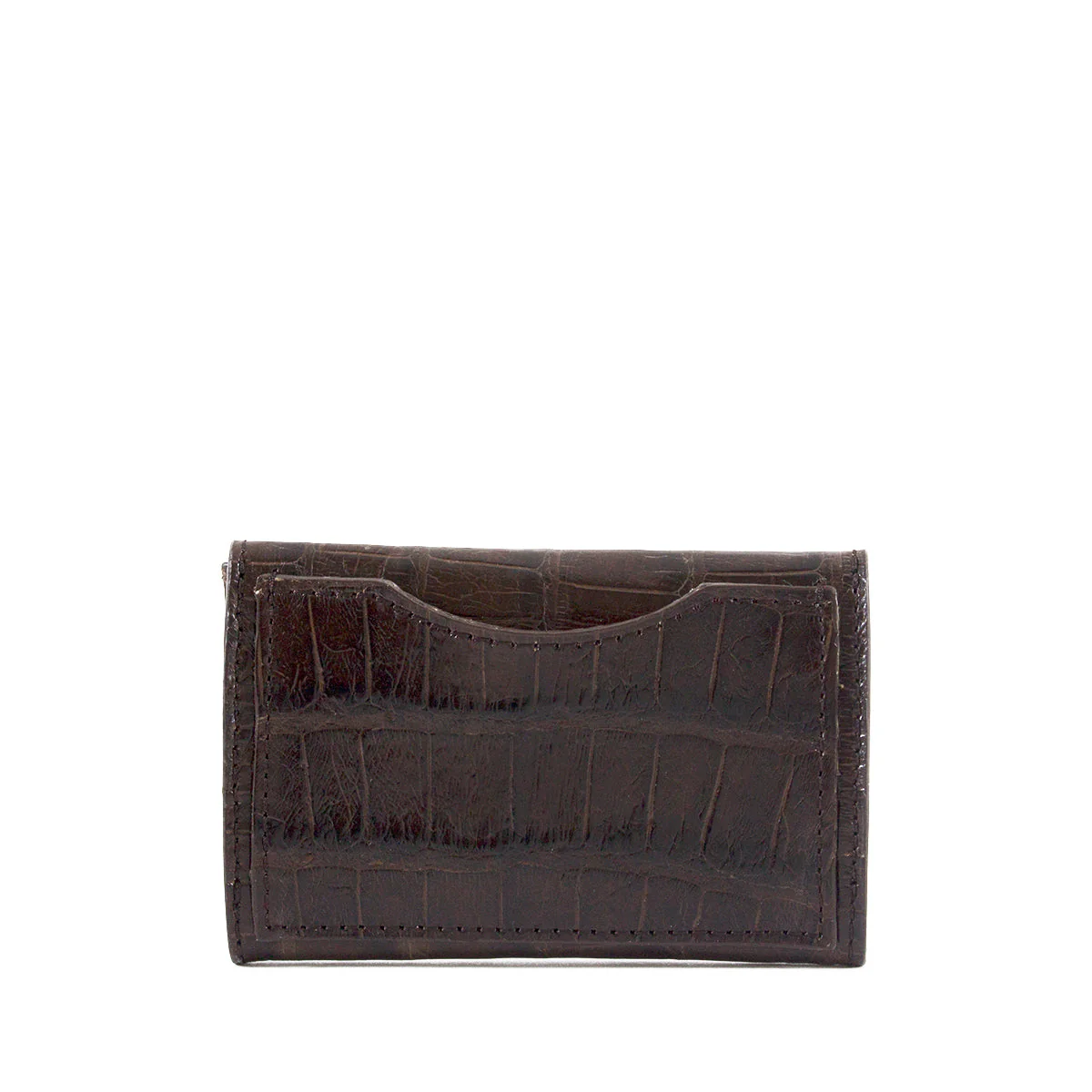 Brown Genuine Alligator Envelope Wallet with Hidden Snap | h5041 - Image 3