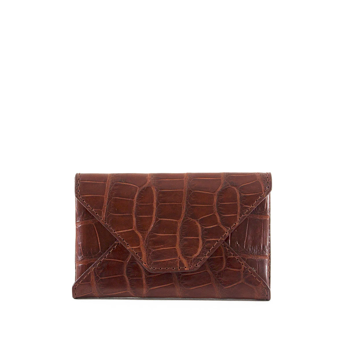 Brown Genuine Alligator Envelope Wallet with Hidden Snap | h5041 - Image 6