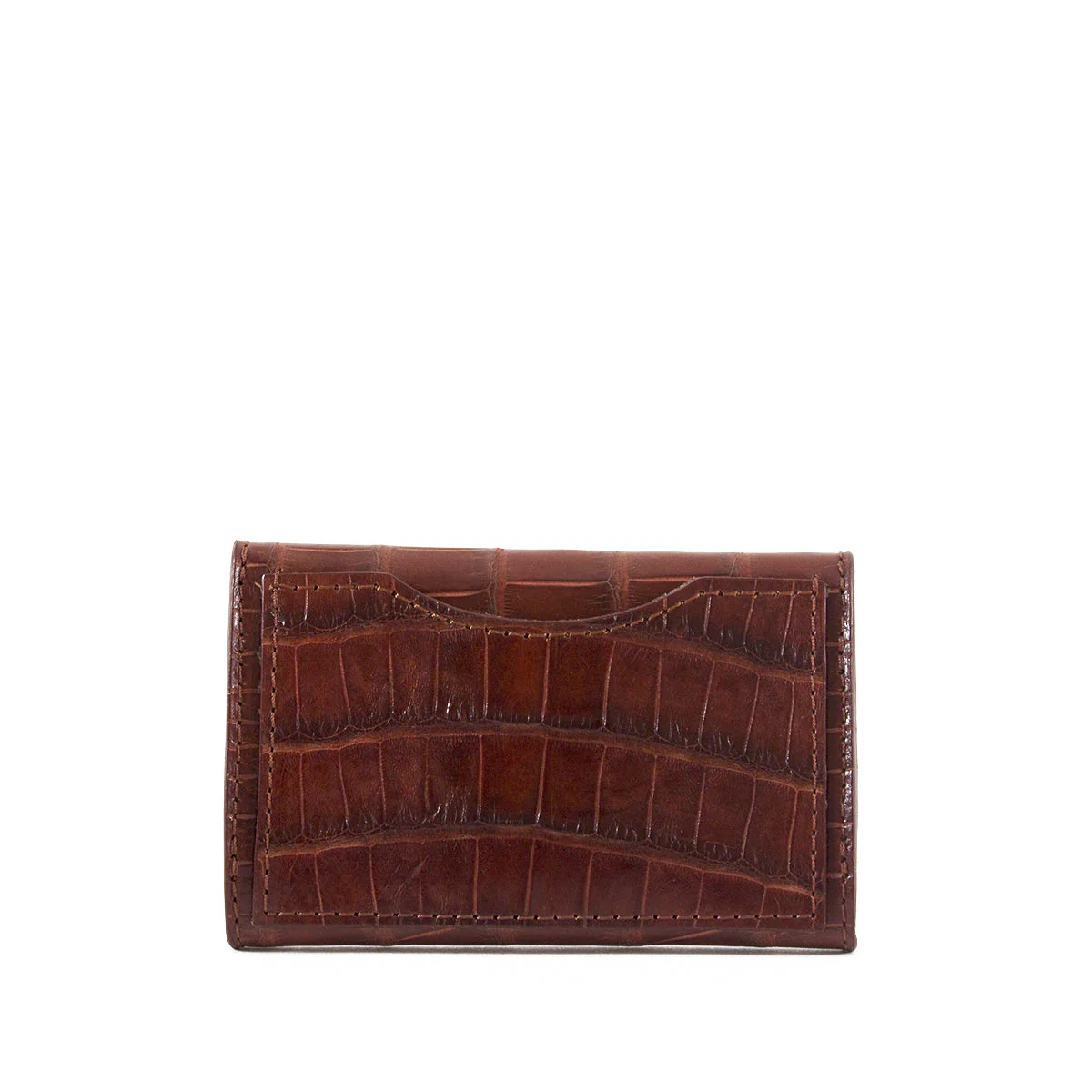 Brown Genuine Alligator Envelope Wallet with Hidden Snap | h5041 - Image 8
