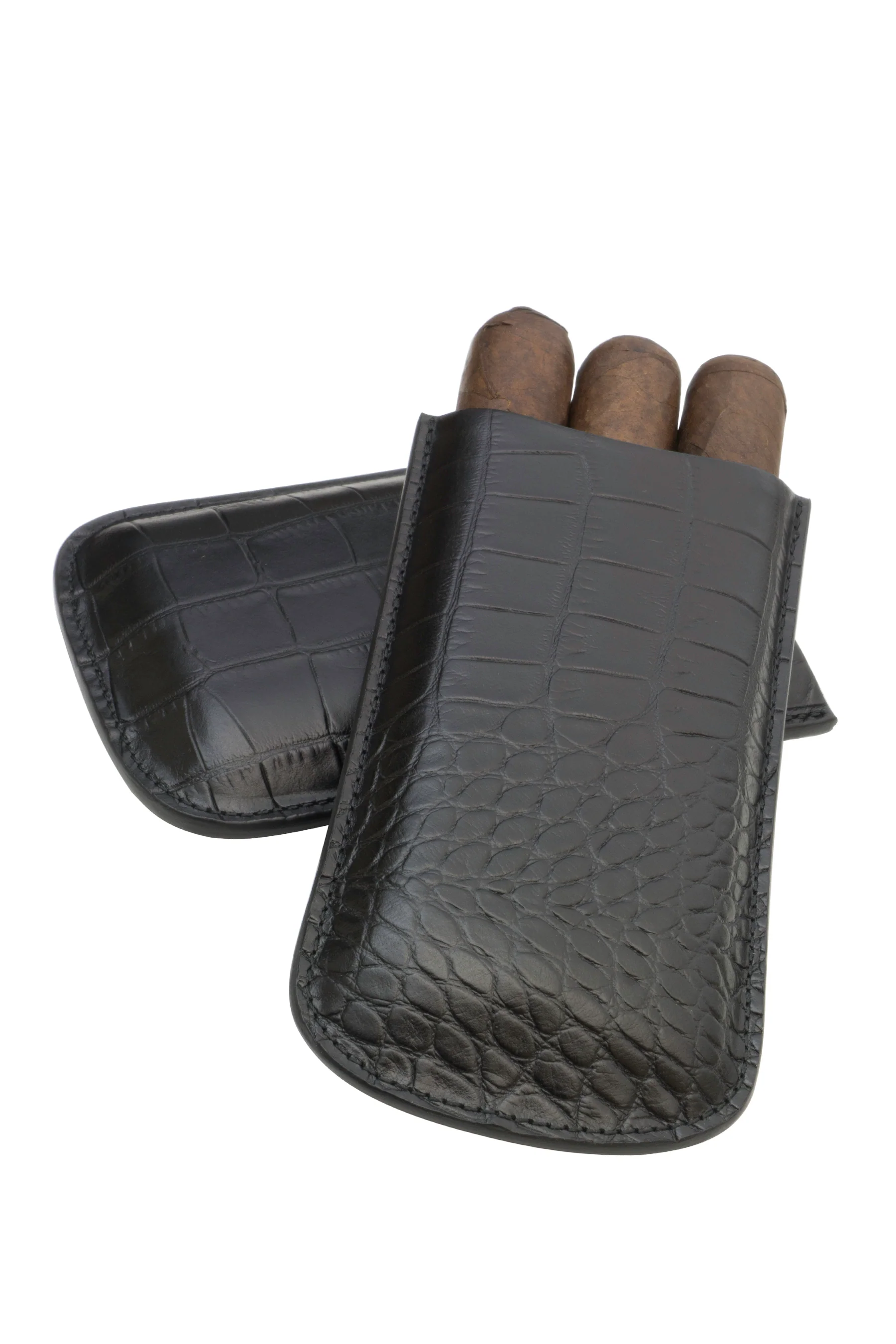 Genuine Croco Embossed Leather Big 3-Finger Cigar Case | TF400 - Image 2