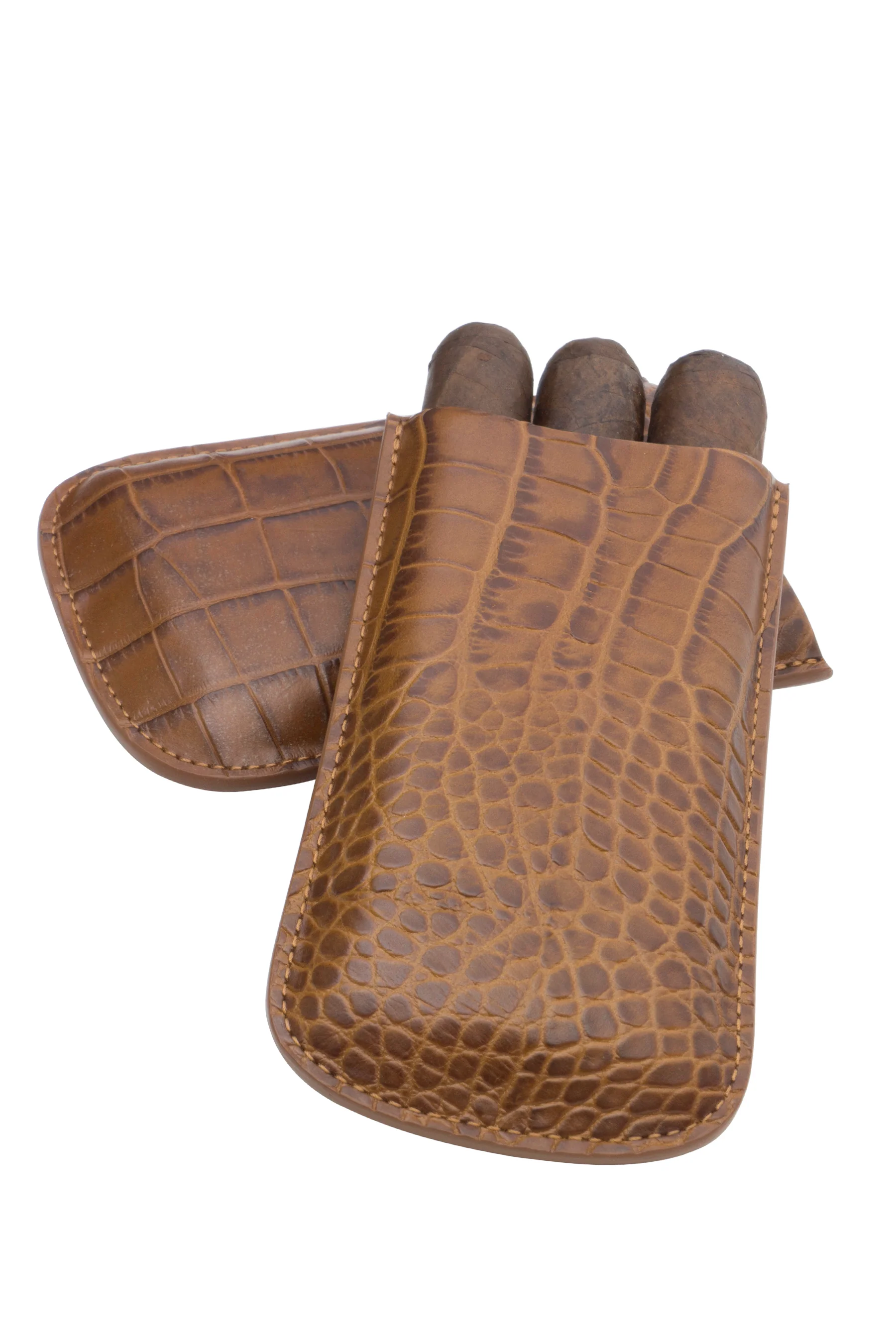 Genuine Croco Embossed Leather Big 3-Finger Cigar Case | TF400 - Image 3