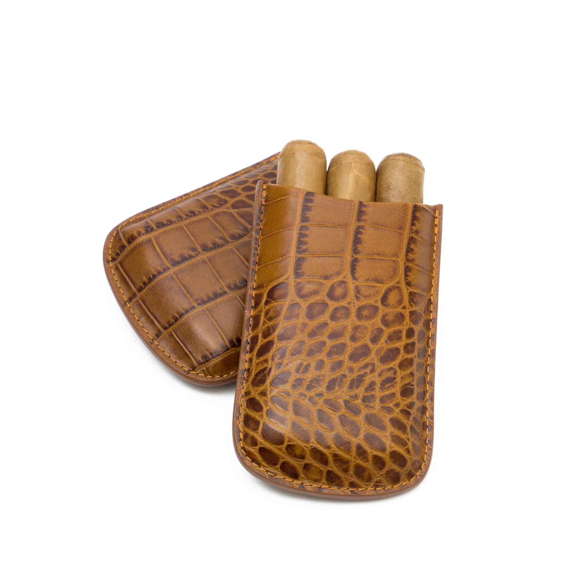 Genuine Leather Croc Embossed Robusto Cigar Case | TF400 - Image 3