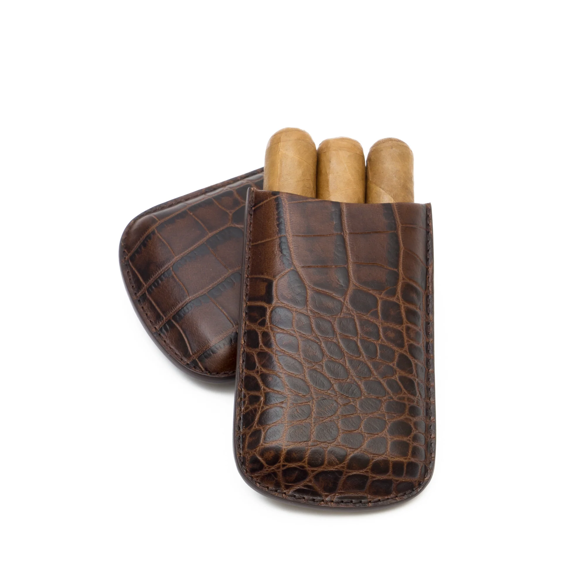 Genuine Leather Croc Embossed Robusto Cigar Case | TF400 - Image 4