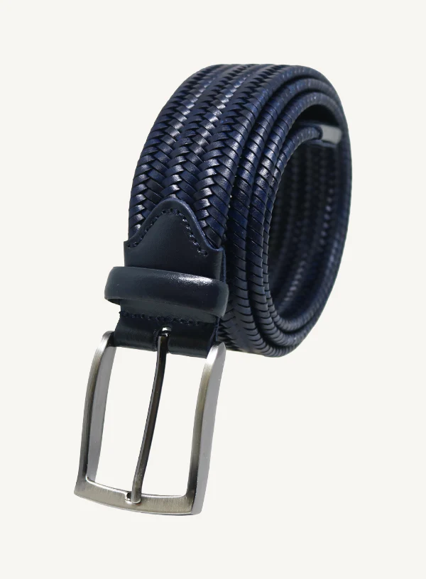 Navy Braided Leather Belt |