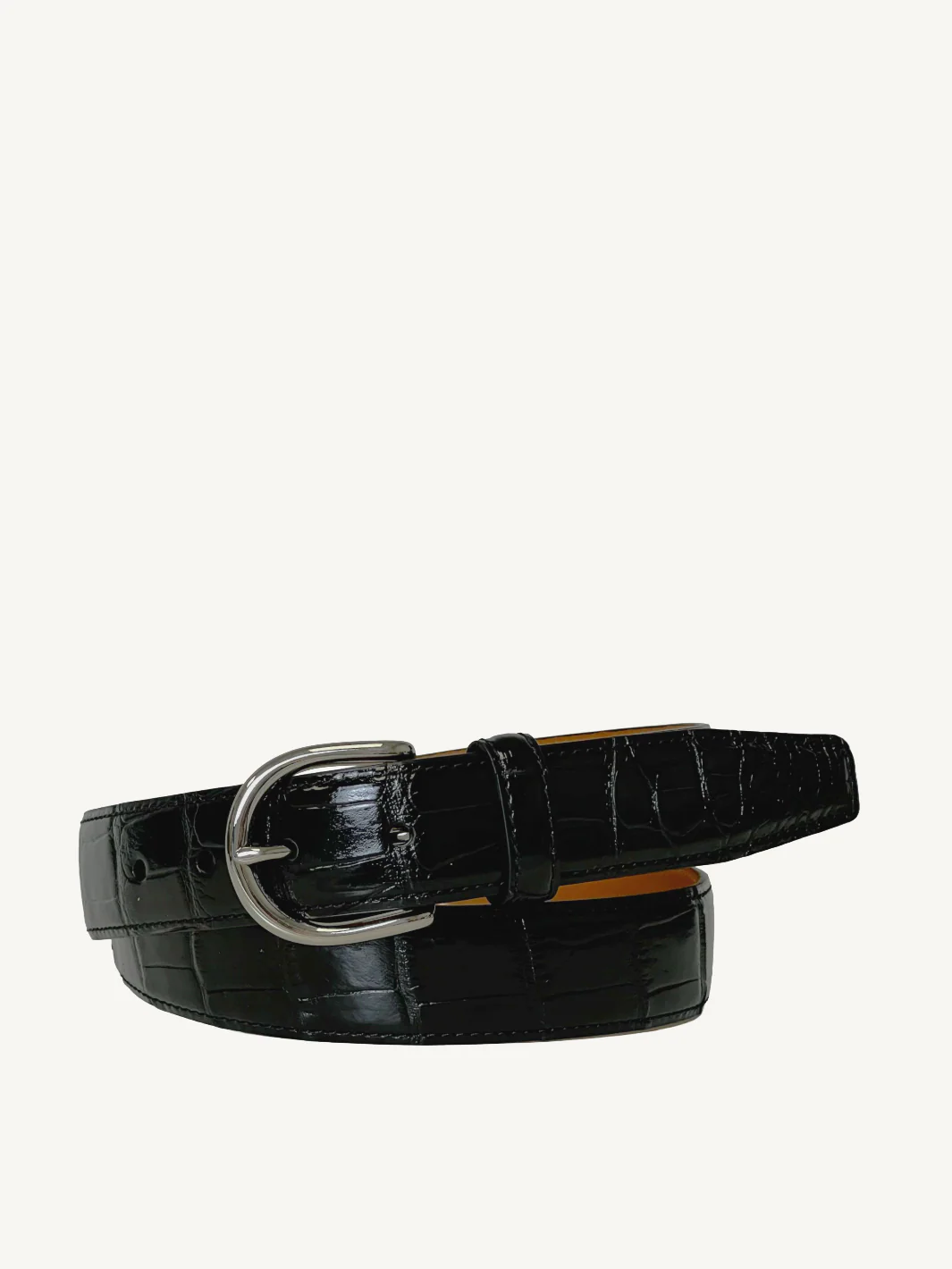 Shiny Black Genuine Alligator Belt | 1 1/4" Width - Image 2