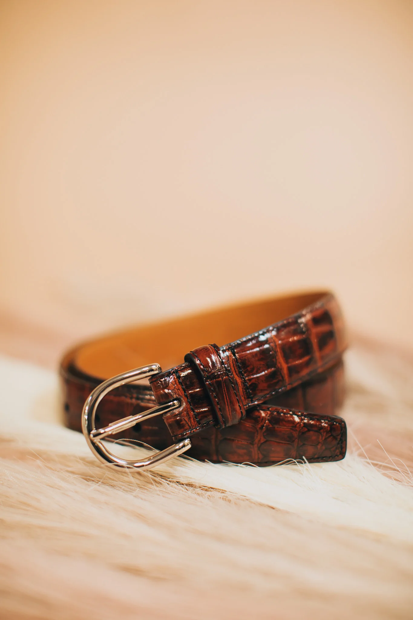 Shiny Bourbon Genuine Alligator Belt | 1 1/4" Width - Image 2