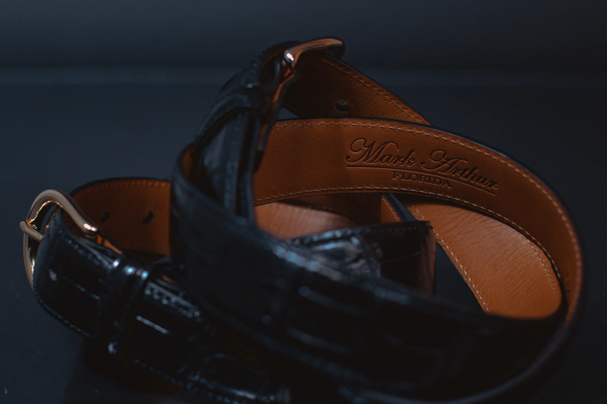 Shiny Bourbon Genuine Alligator Belt | 1 1/4" Width - Image 9