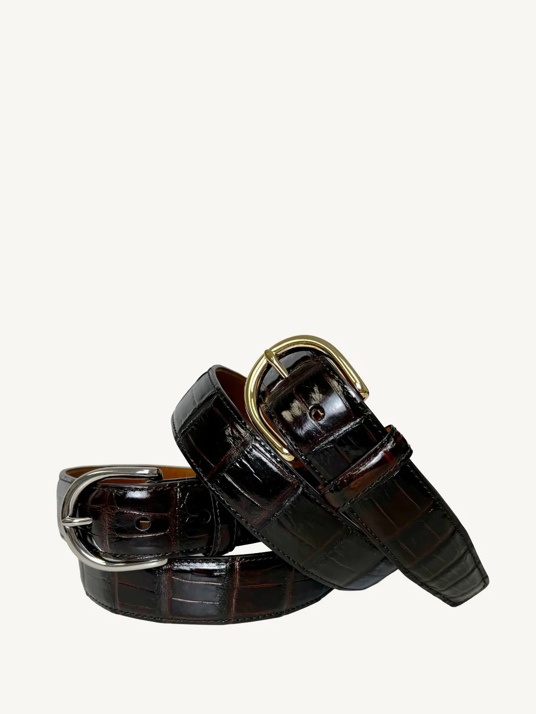 Shiny Cognac Genuine Alligator Belt | 1 1/4" Width