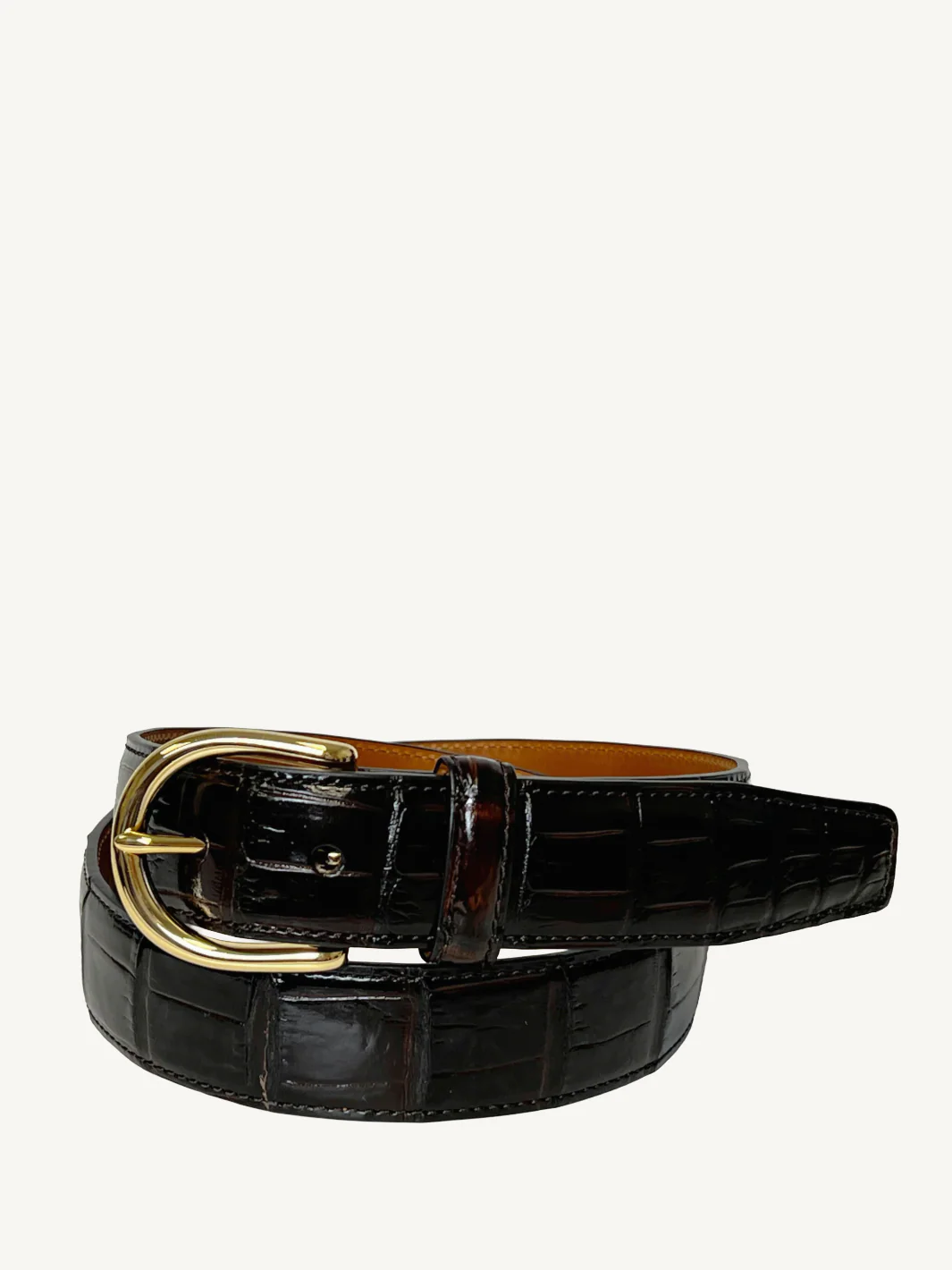 Shiny Cognac Genuine Alligator Belt | 1 1/4" Width - Image 3