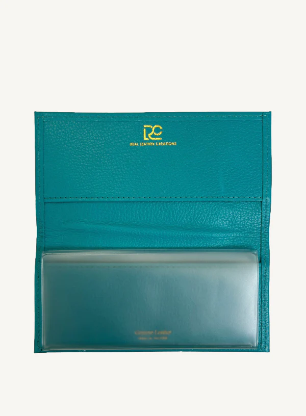 Teal Leather Checkbook Cover - Image 2